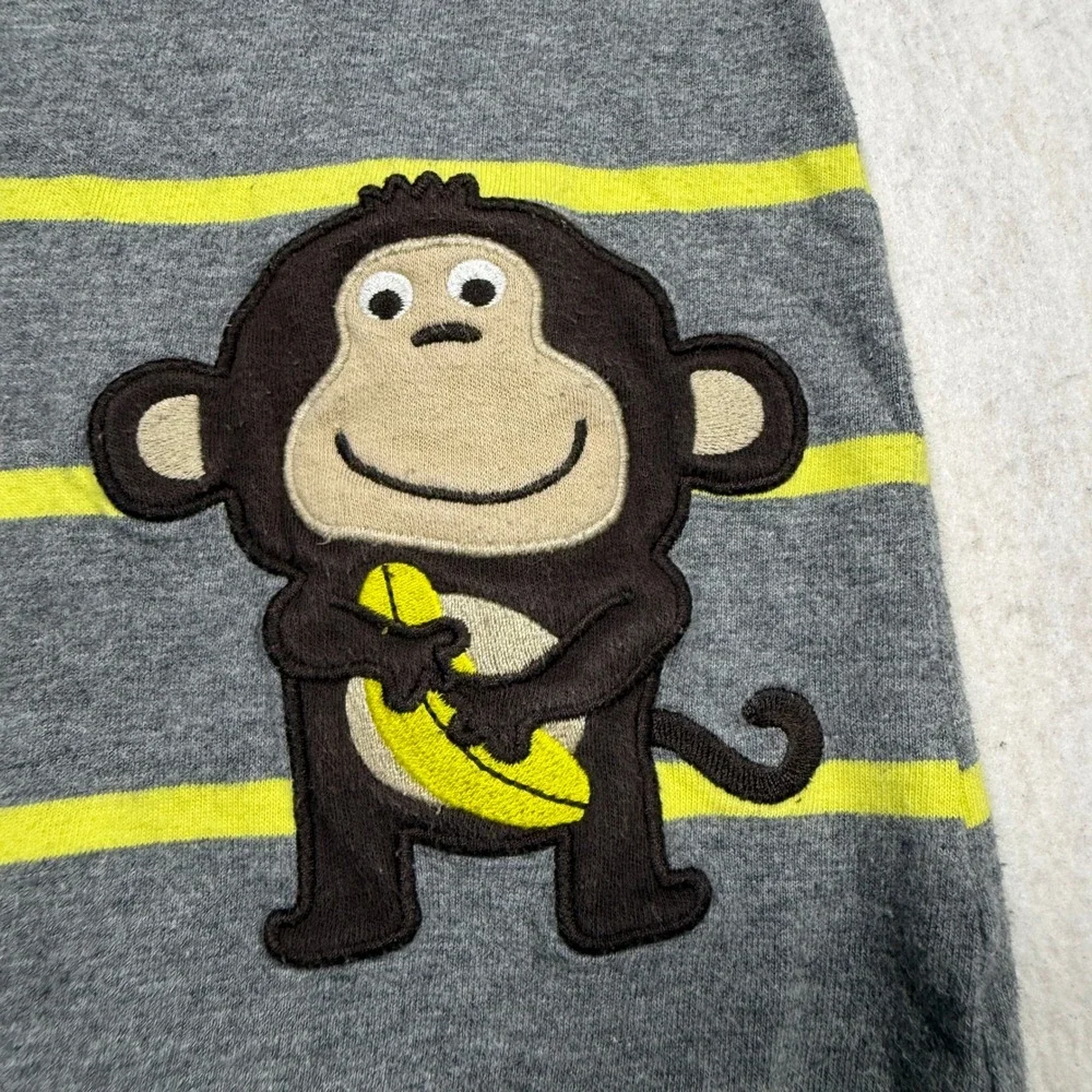 Carters Baby Boy Monkey Polo Romper Gray Yellow Striped 12 Months Short Sleeve
